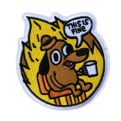 This Is Fine Dog Patch Iron On Sew On Applique