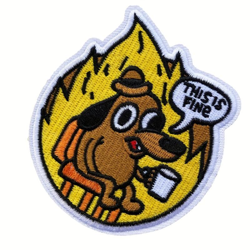 This Is Fine Dog Patch Iron On Sew On Applique