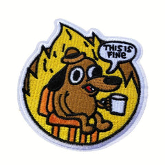 This Is Fine Dog Patch Iron On Sew On Applique