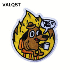 This Is Fine Dog Patch Iron On Sew On Applique