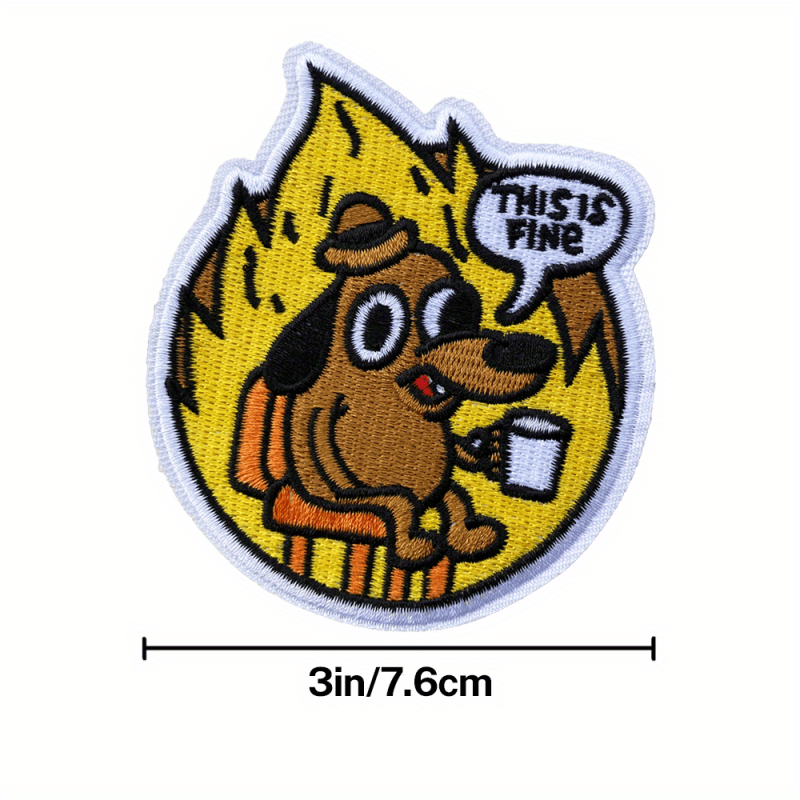 This Is Fine Dog Patch Iron On Sew On Applique