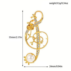 Music Note Brooch Pin Crystal Suit Brooch Pearl Jewelry