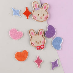 10pcs Cartoon Heart Star Rabbit Embroidery Patches DIY Clothes Accessories