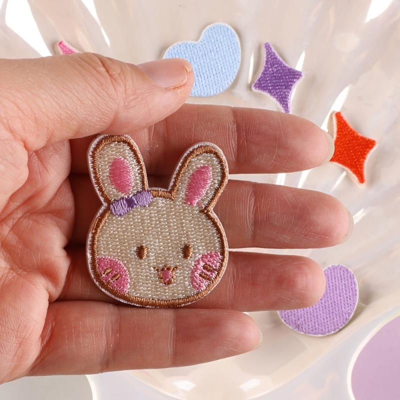 10pcs Cartoon Heart Star Rabbit Embroidery Patches DIY Clothes Accessories