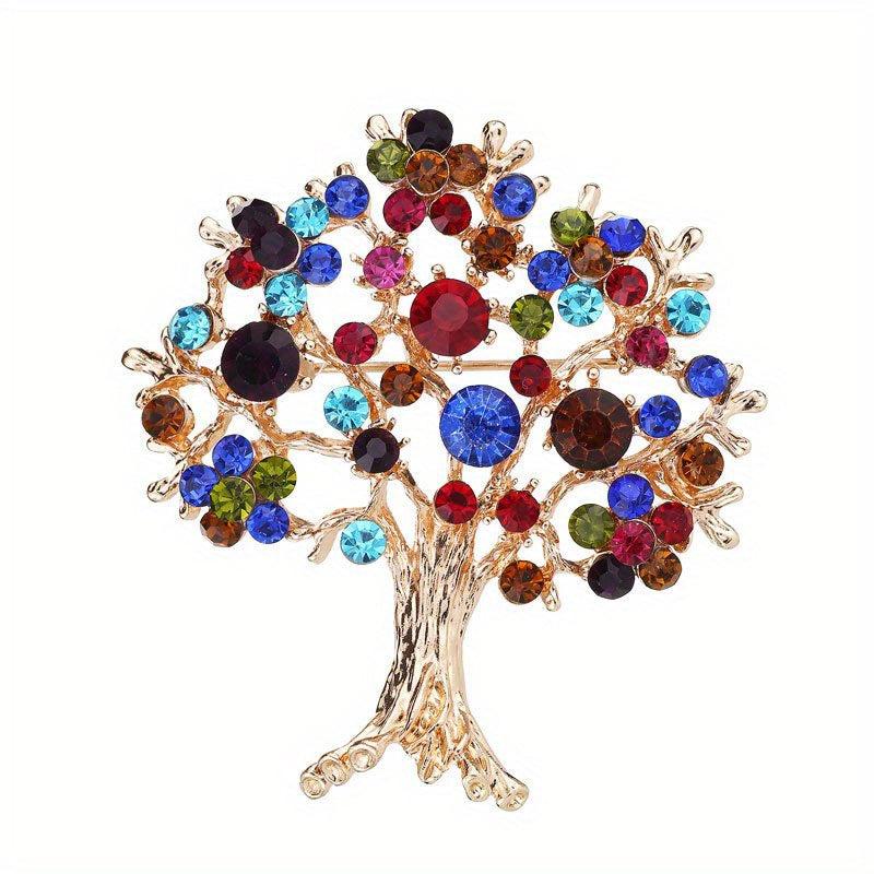 1pc Christmas Tree Brooch Alloy Faux Diamond Inlaid Corsage Clothing Accessories