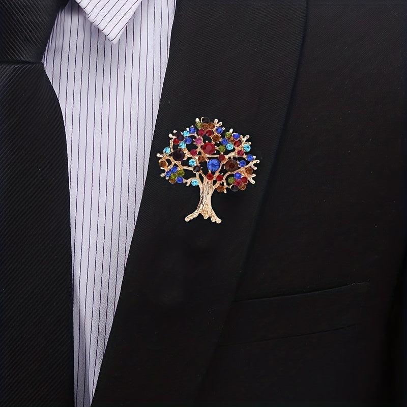 1pc Christmas Tree Brooch Alloy Faux Diamond Inlaid Corsage Clothing Accessories