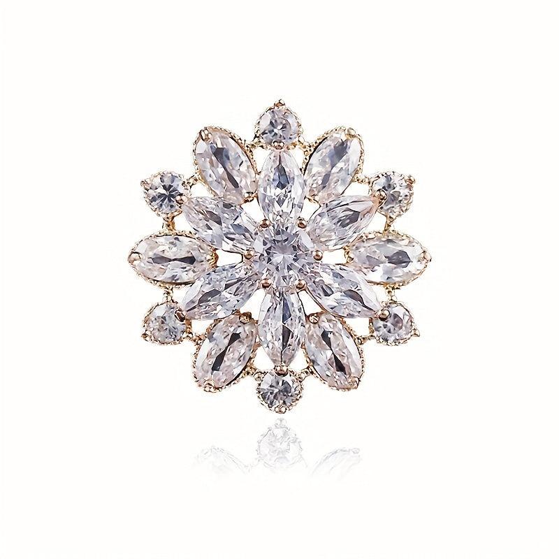 Zircon Snowflake Brooch for Prom, Elegant Men's Gift for Women
