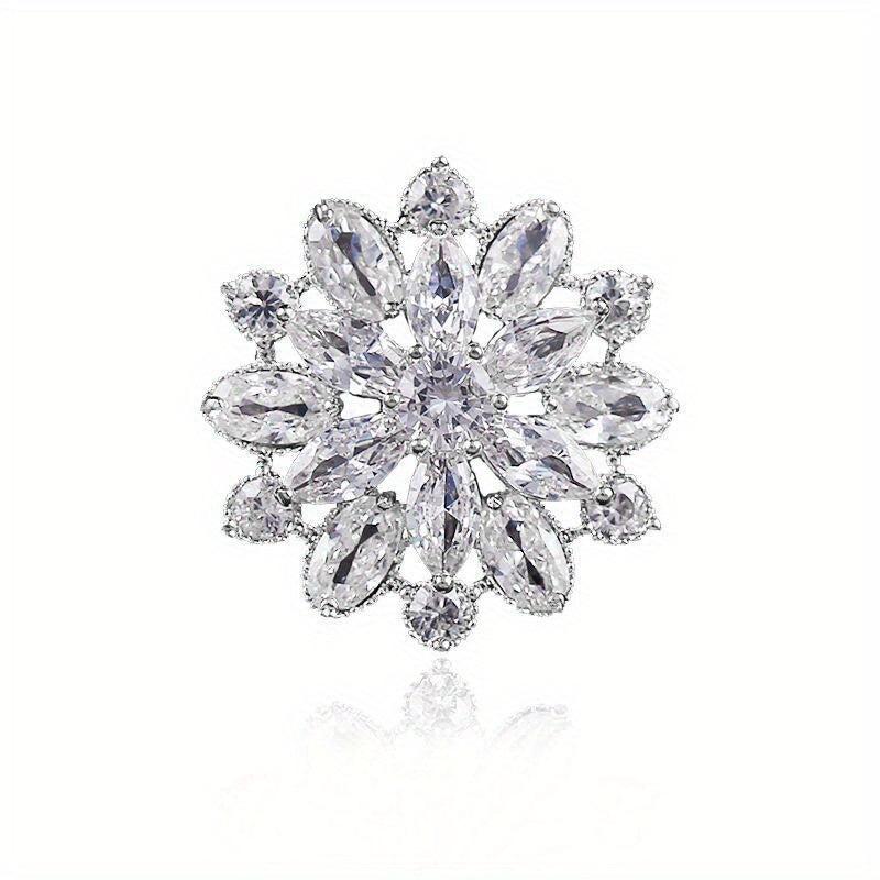 Zircon Snowflake Brooch for Prom, Elegant Men's Gift for Women