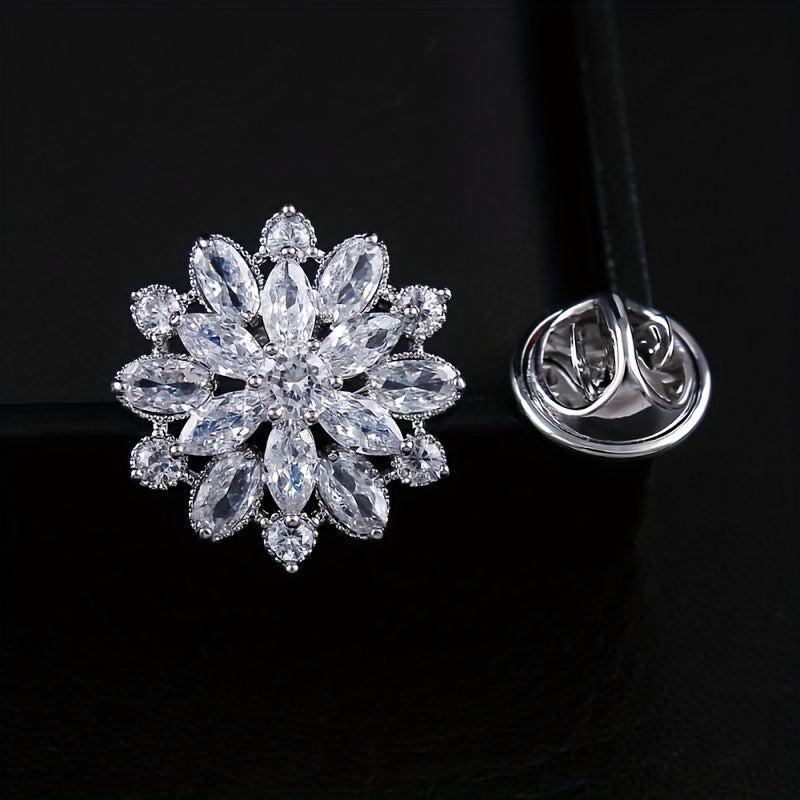 Zircon Snowflake Brooch for Prom, Elegant Men's Gift for Women