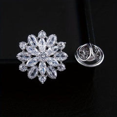 Zircon Snowflake Brooch for Prom, Elegant Men's Gift for Women