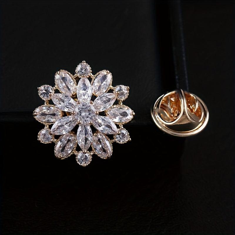 Zircon Snowflake Brooch for Prom, Elegant Men's Gift for Women