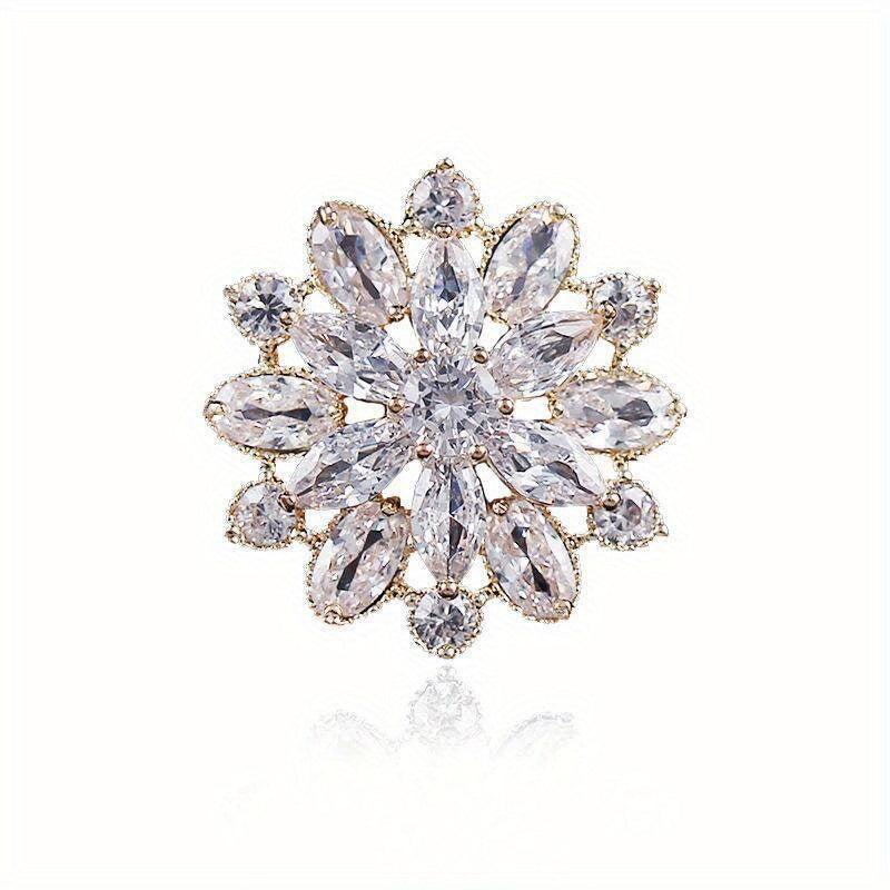 Zircon Snowflake Brooch for Prom, Elegant Men's Gift for Women
