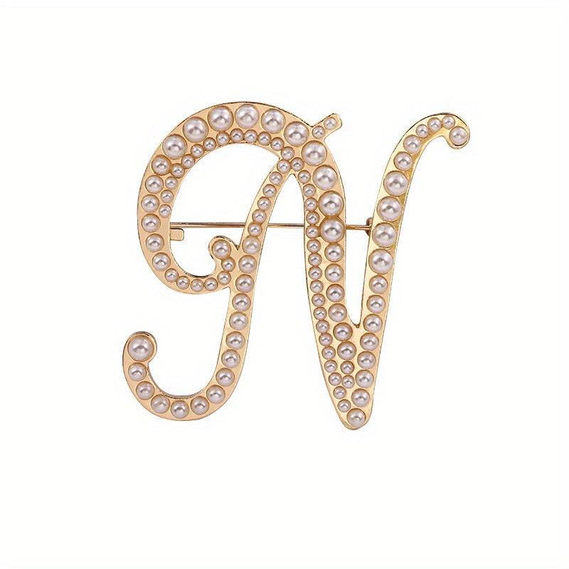 Simulated Pearls Letters MAN Decor Brooches For Men