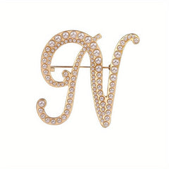 Simulated Pearls Letters MAN Decor Brooches For Men