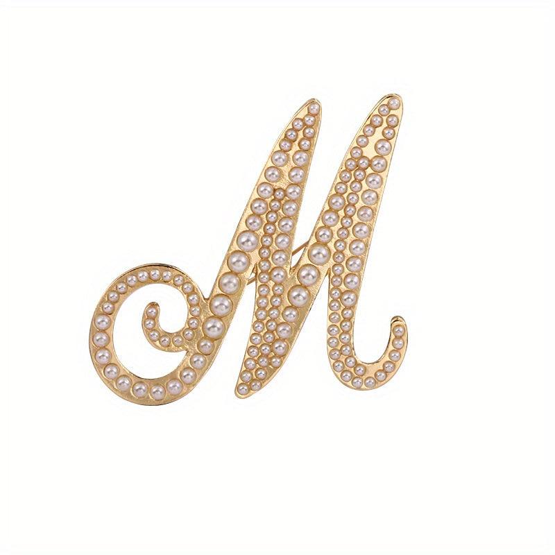 Simulated Pearls Letters MAN Decor Brooches For Men