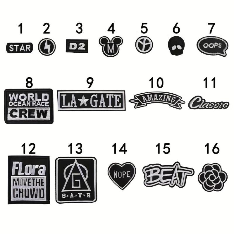 16pcs Iron On Patches Sew On Embroidered Applique Repair Patch Kids Decorative