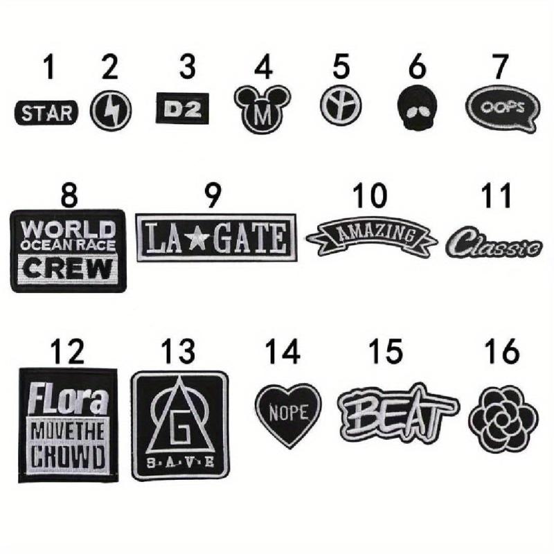 16pcs Iron On Patches Sew On Embroidered Applique Repair Patch Kids Decorative