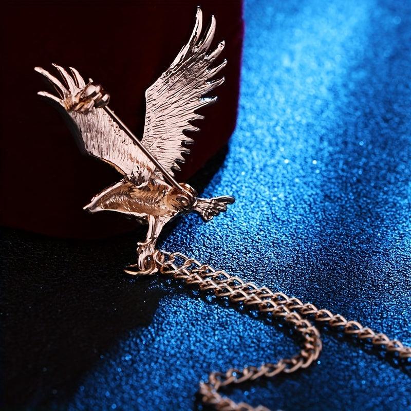 Elegant Eagle Brooch for Men with Artificial Diamond Inlay