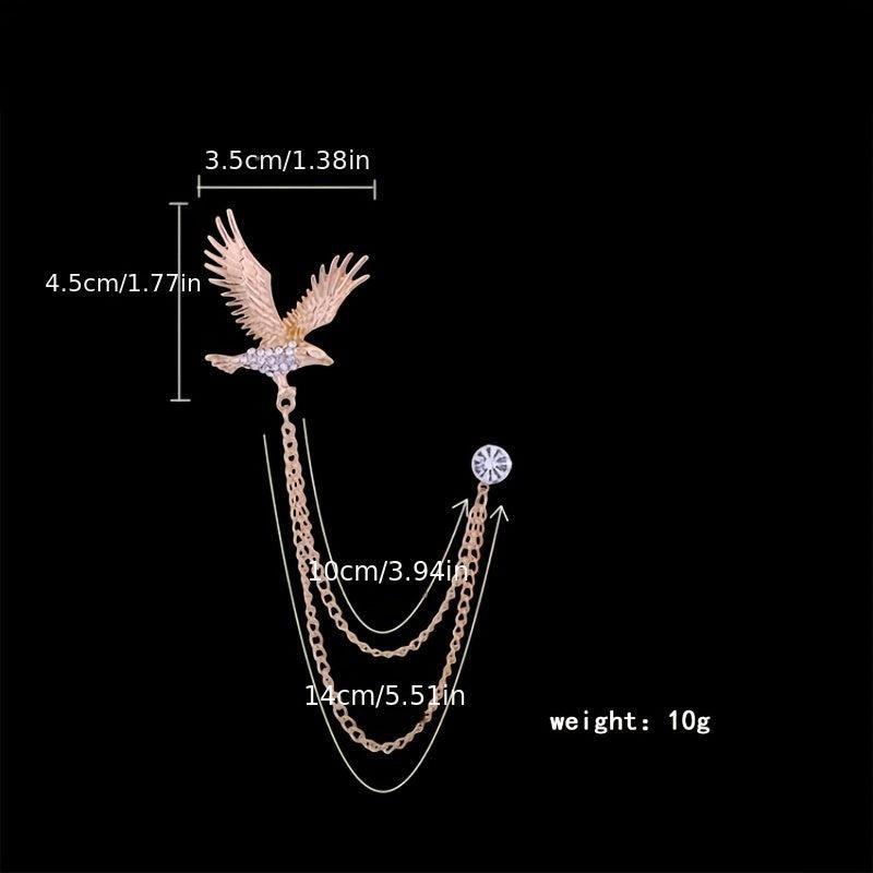 Elegant Eagle Brooch for Men with Artificial Diamond Inlay