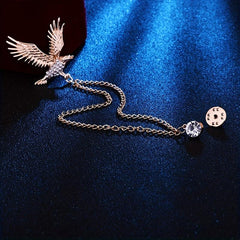 Elegant Eagle Brooch for Men with Artificial Diamond Inlay