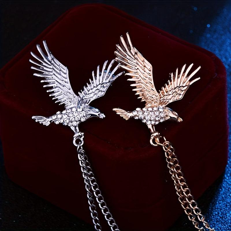 Elegant Eagle Brooch for Men with Artificial Diamond Inlay