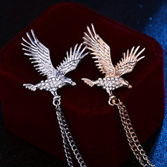 Elegant Eagle Brooch for Men with Artificial Diamond Inlay