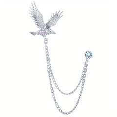 Elegant Eagle Brooch for Men with Artificial Diamond Inlay