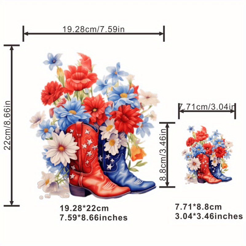 Men's Flower Boots Stickers - Washable Heat Transfer