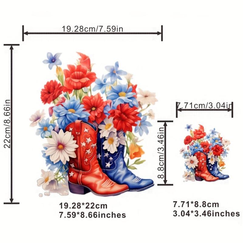 Men's Flower Boots Stickers - Washable Heat Transfer
