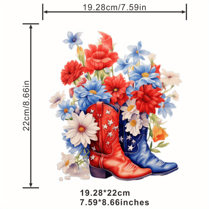 Men's Flower Boots Stickers - Washable Heat Transfer