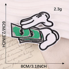 2pcs Money Counting Embroidered Patch Iron on Sticker
