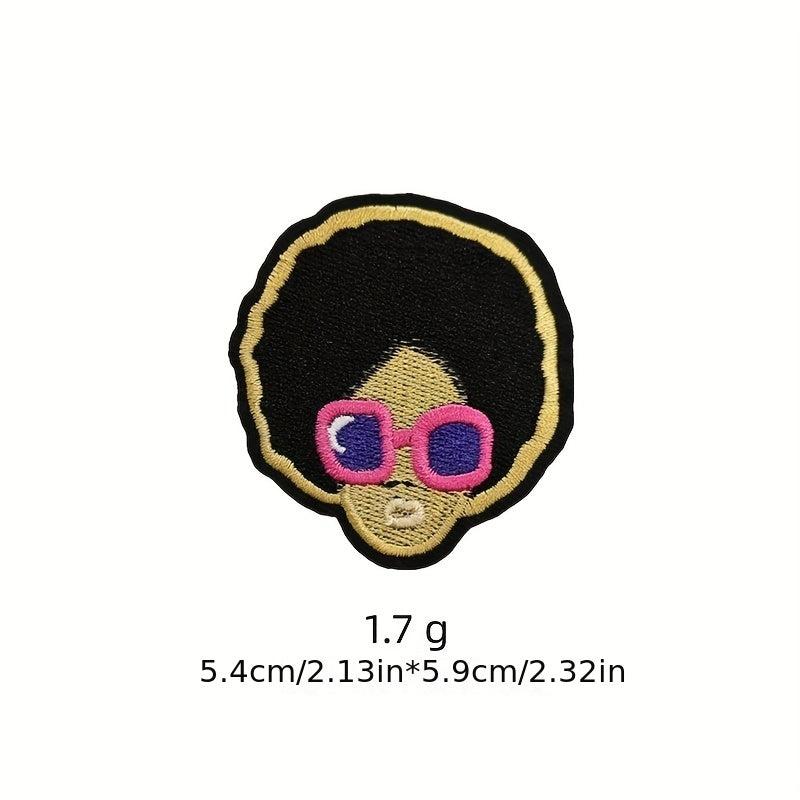 9pcs Girl Iron On Patches Embroidered Applique DIY Crafts Repair Patch