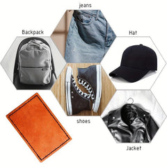 5pcs Khaki Laser Leather Rectangular Patches with Adhesive for Men