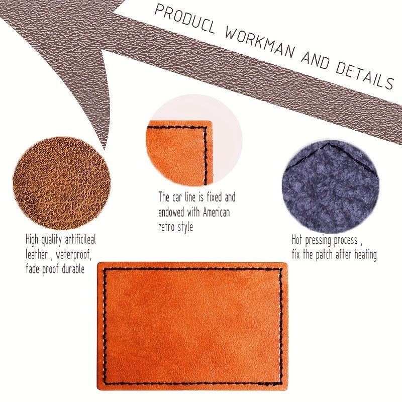 5pcs Khaki Laser Leather Rectangular Patches with Adhesive for Men