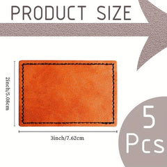 5pcs Khaki Laser Leather Rectangular Patches with Adhesive for Men