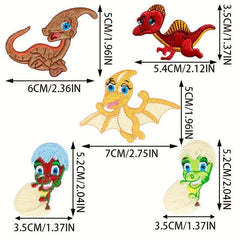 Dinosaur Iron on Embroidery For Kids Clothes DIY Handbook Storage