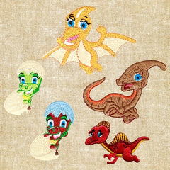 Dinosaur Iron on Embroidery For Kids Clothes DIY Handbook Storage