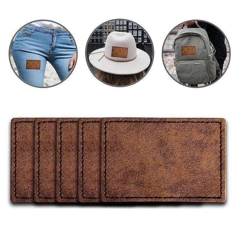 5Pcs Laserable Leather Patches w/ Adhesive & Antique Strip