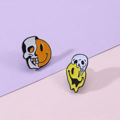 2pcs Skull Smiling Face Brooch for Men