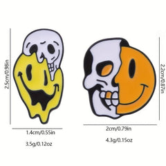 2pcs Skull Smiling Face Brooch for Men