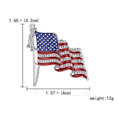 US Flag Brooch with Rhinestone Oil Painting Pin