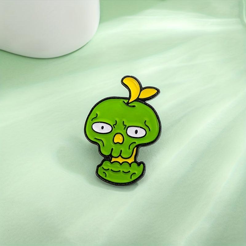 Green Ghost Skull Eyes Bee Bitter Gourd Brooch
