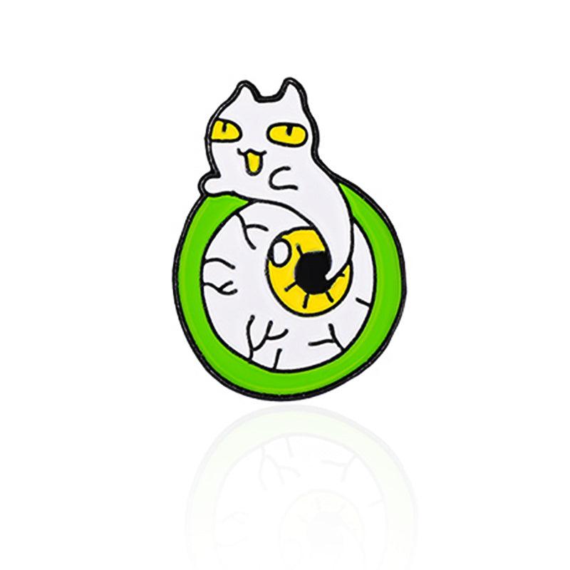 Green Ghost Skull Eyes Bee Bitter Gourd Brooch