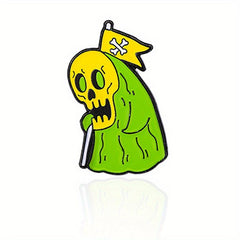 Green Ghost Skull Eyes Bee Bitter Gourd Brooch