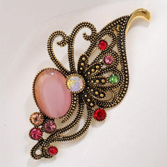 Vintage Rhinestone Purple Butterfly Brooch Small Suit Jacket Pin