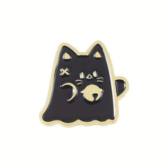 Cat Boo Enamel Pins Halloween Ghost Gothic Brooches Lapel Badges