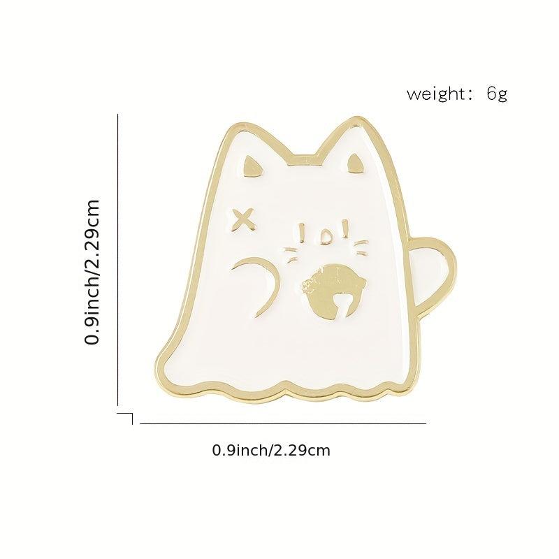 Cat Boo Enamel Pins Halloween Ghost Gothic Brooches Lapel Badges