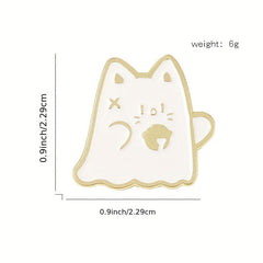 Cat Boo Enamel Pins Halloween Ghost Gothic Brooches Lapel Badges