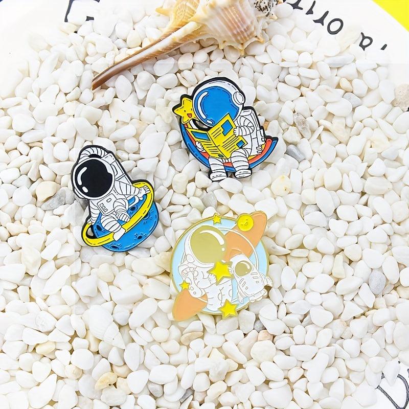 Astronaut Star Rainbow Rocket Spaceman Brooch