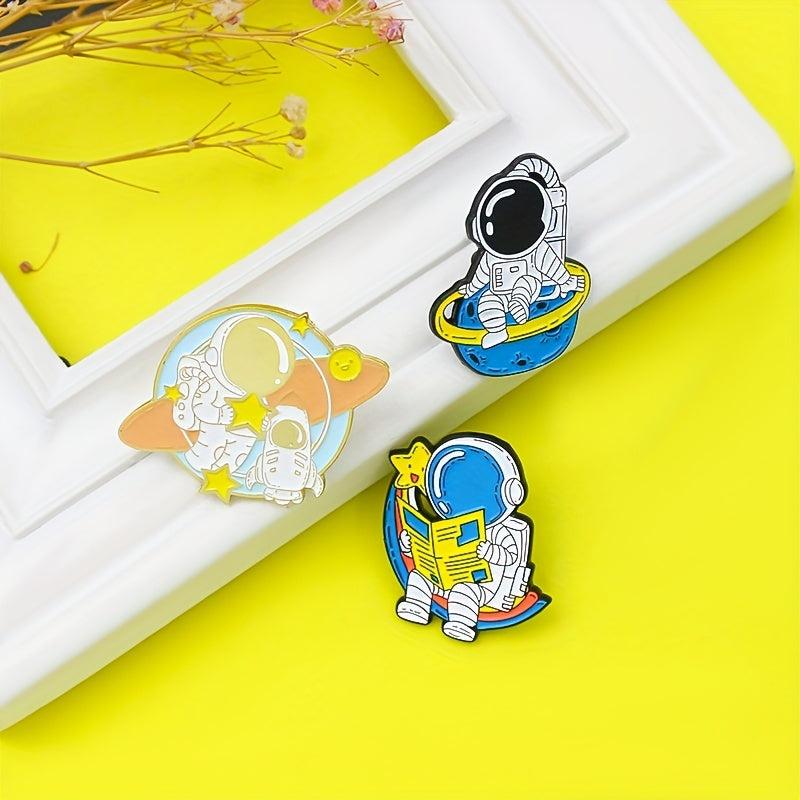 Astronaut Star Rainbow Rocket Spaceman Brooch